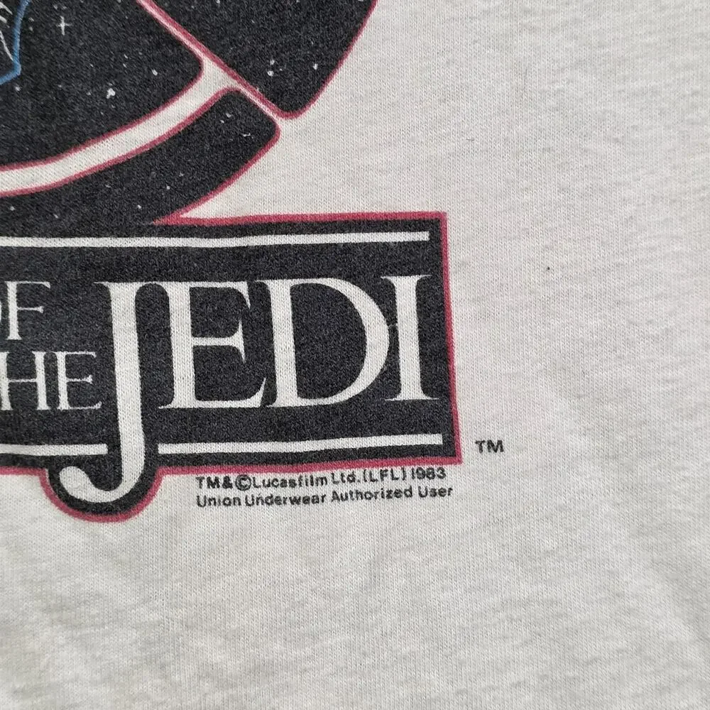 Vintage Star Wars Return Of‎ The Jedi T Shirt Youth 14-16 Black Raglan 80s Lucas